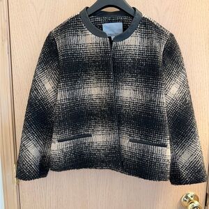 Classiques Entier Black and Cream Plaid Wool Blazer